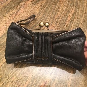 Jessica Simpson black bow clutch