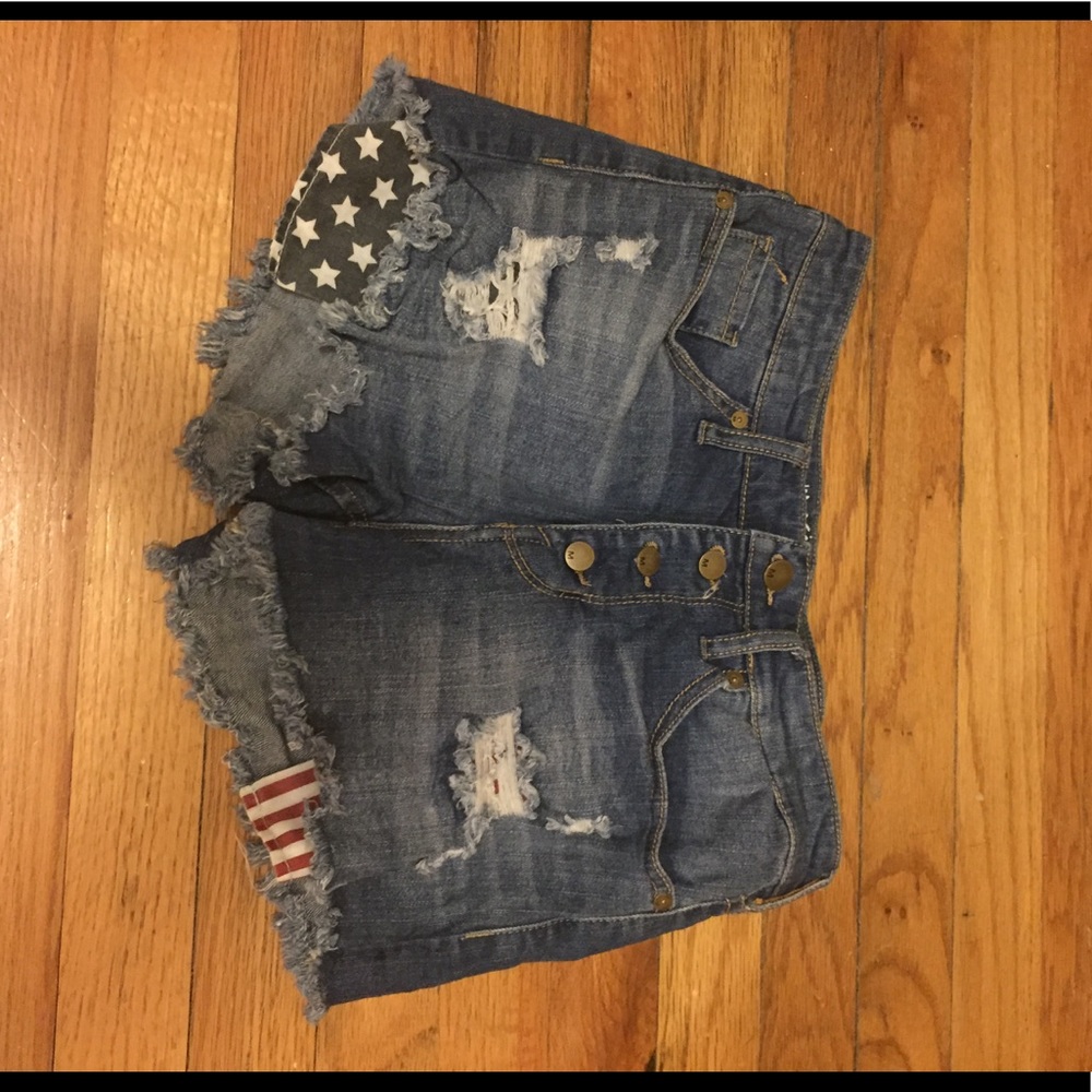 American flag high rise shorts