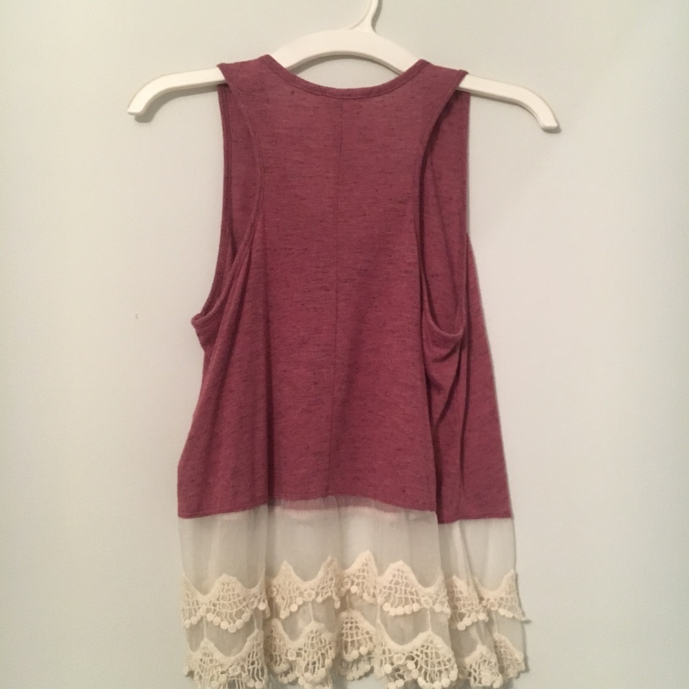 Purple tank top with lace bottom