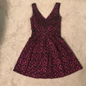 Pink sparkly black lace party dress