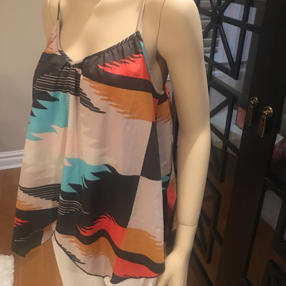 Colorful  handkerchief hem blouse