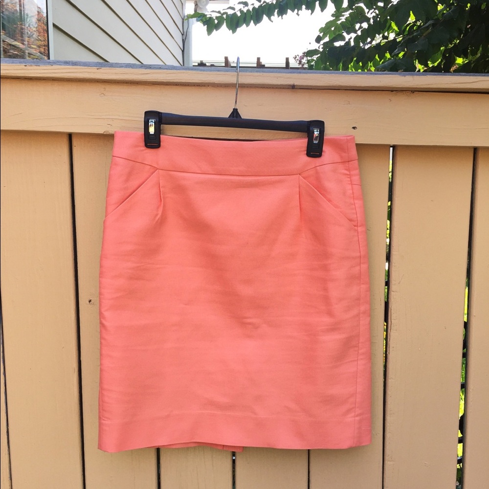 J. CREW Coral Pink Pencil Skirt Size 8