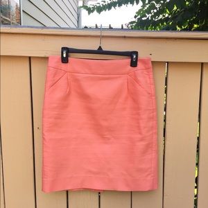 J. CREW Coral Pink Pencil Skirt Size 8