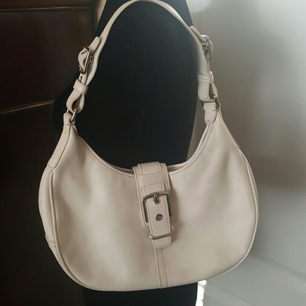 Authentic White Leather Coach Bag