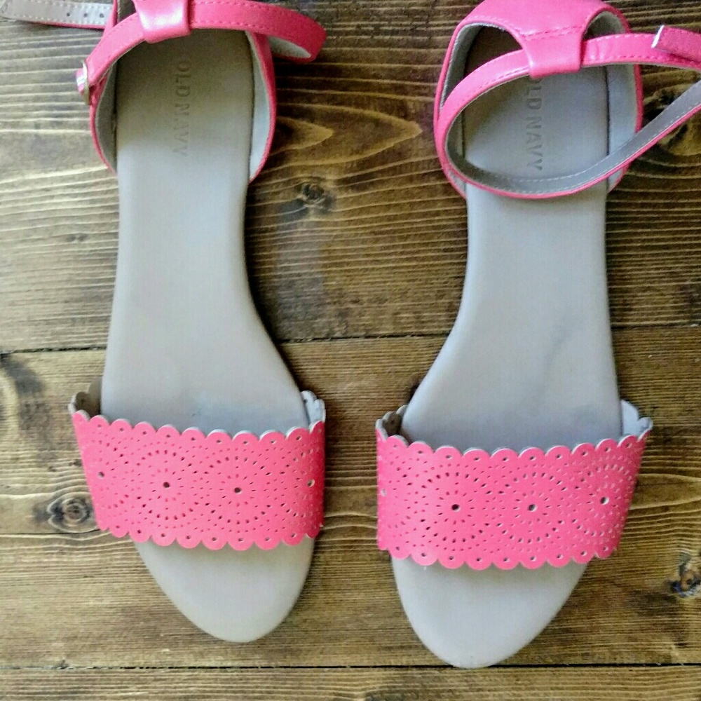 Old Navy Ankle Strap Pink Cutout Flat Sandals