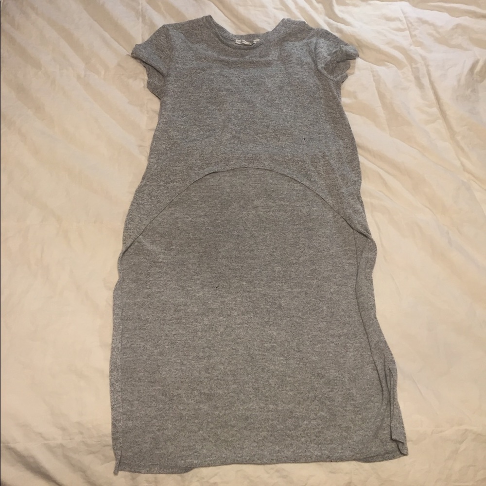 Grey Long Flowing Express Crop Top