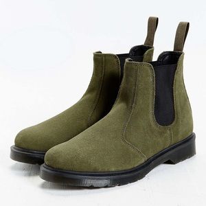 doc marten green suede chelsea boots, never worn!!