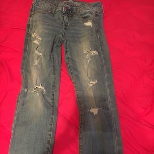 American Eagle Light Blue Ripped Skinny Jeans