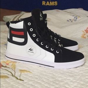 Black and white high top sneakers