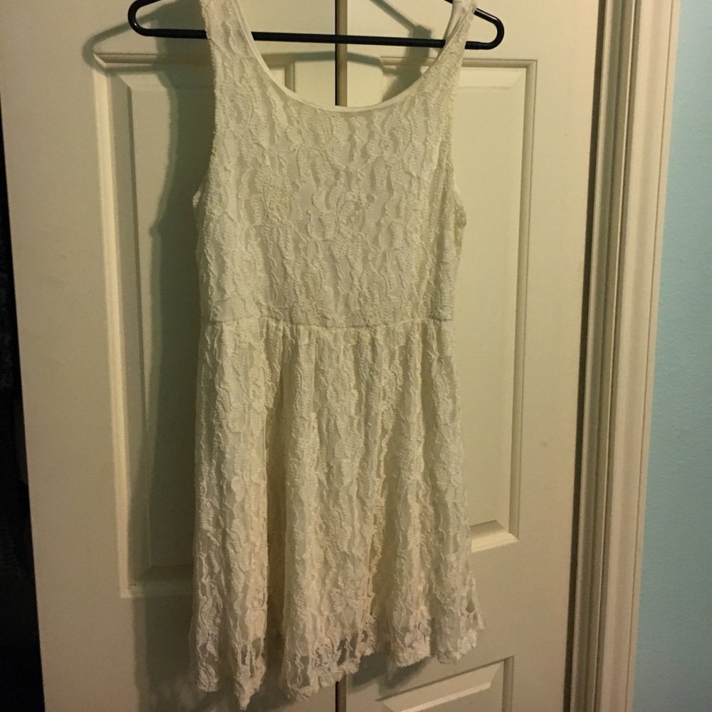 Low back white lace dress