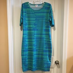 Lularoe Julia XL Green & Blue Never Worn