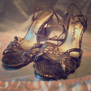 Gold Nina sandal heels