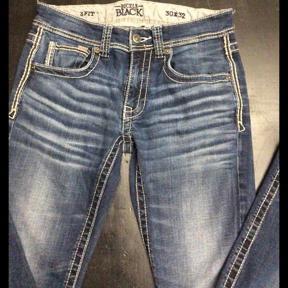 Mens Buckle Black jeans 30x32