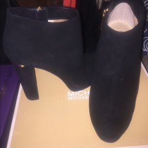 MK suede black ankle booties