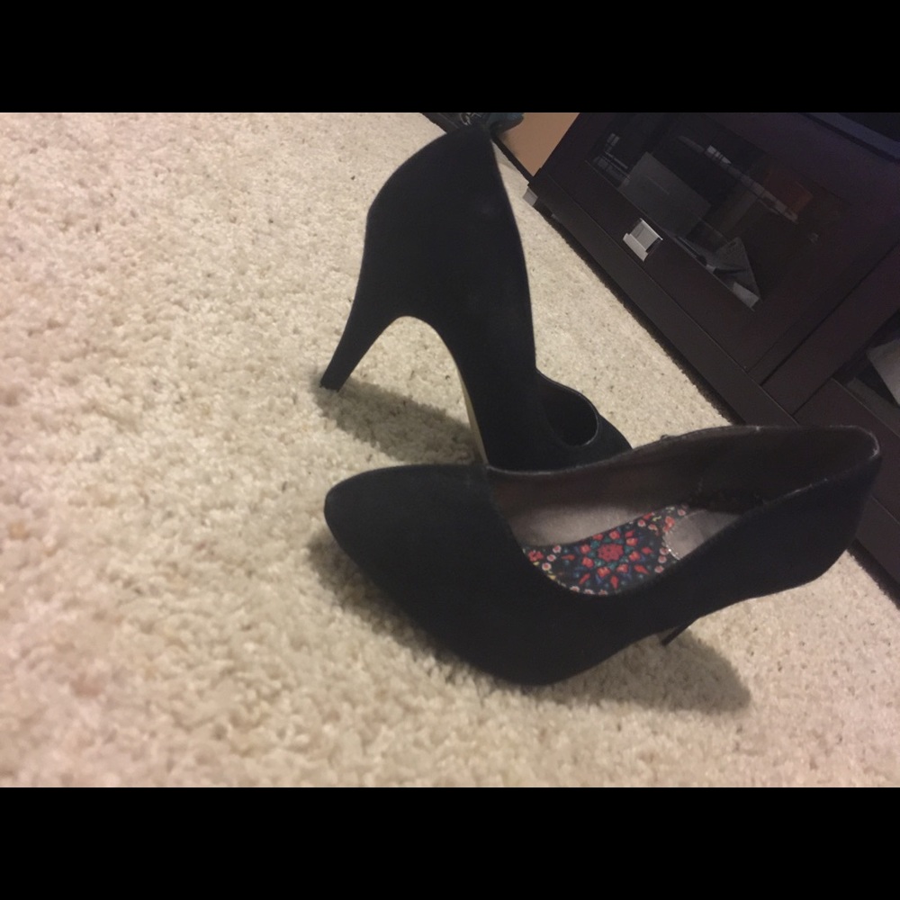 Black suede pumps