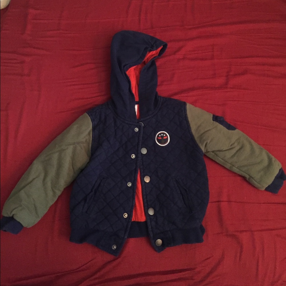 Navy Blue & Olive Green Toddler Boys Jacket.
