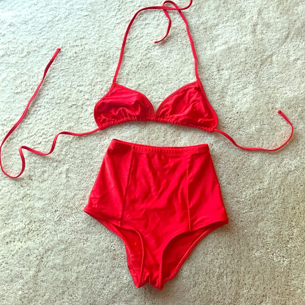 American Apparel red high waist bikini swimsuit