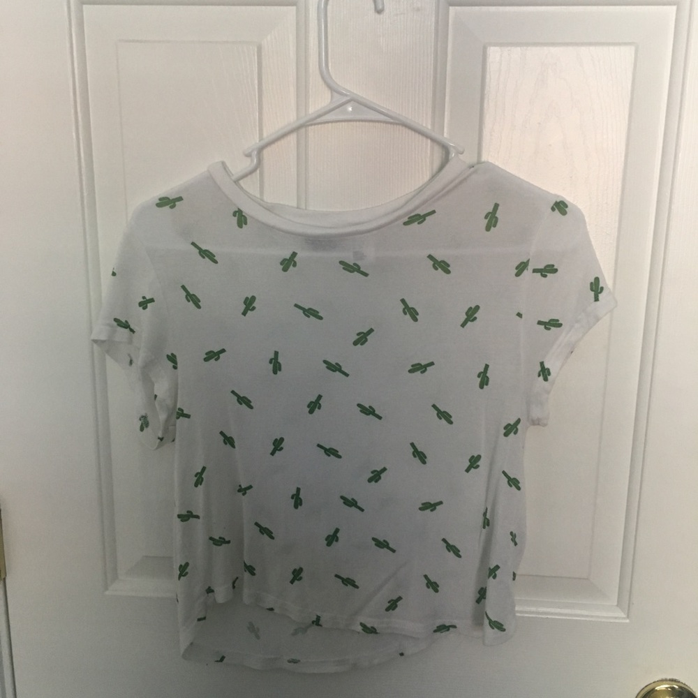 White H&M crop top with cactus design size small