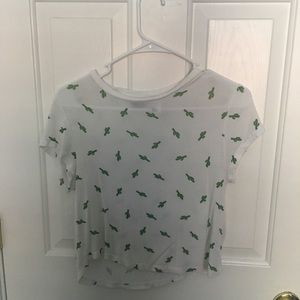 White H&M crop top with cactus design size small