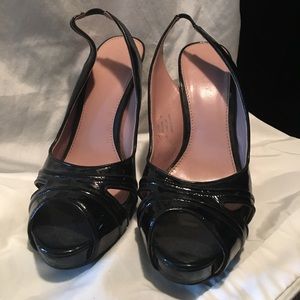 Calvin Klein patent leather open toe heels