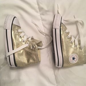 Kids / Toddler Gold Metallic Converse High Tops