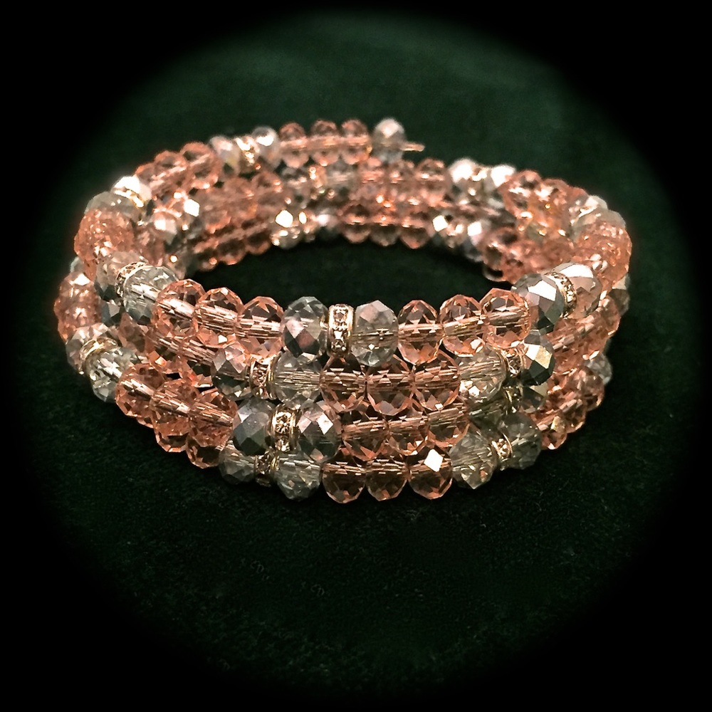swarovski crystal bead wire layer bracelet