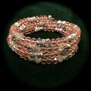 swarovski crystal bead wire layer bracelet