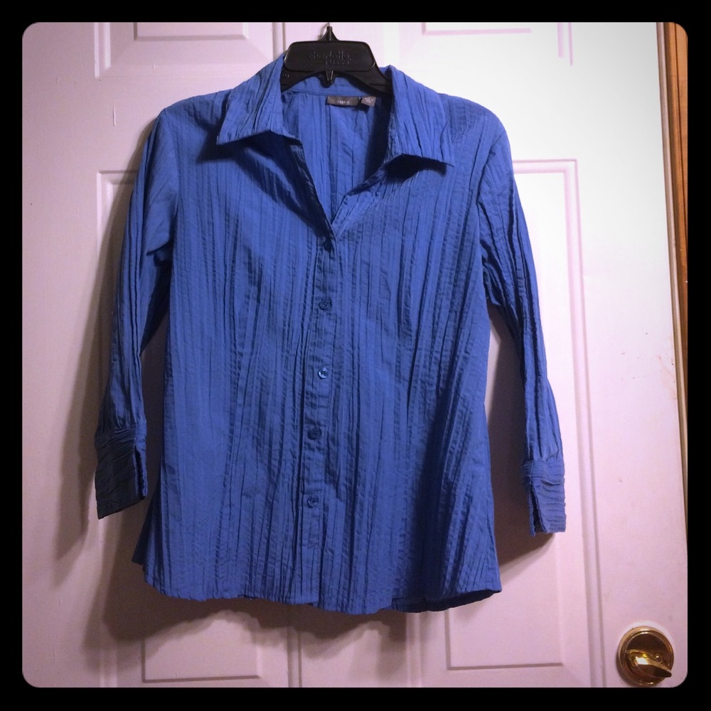 Apt 9 Blue Crinkled Button Up Blouse