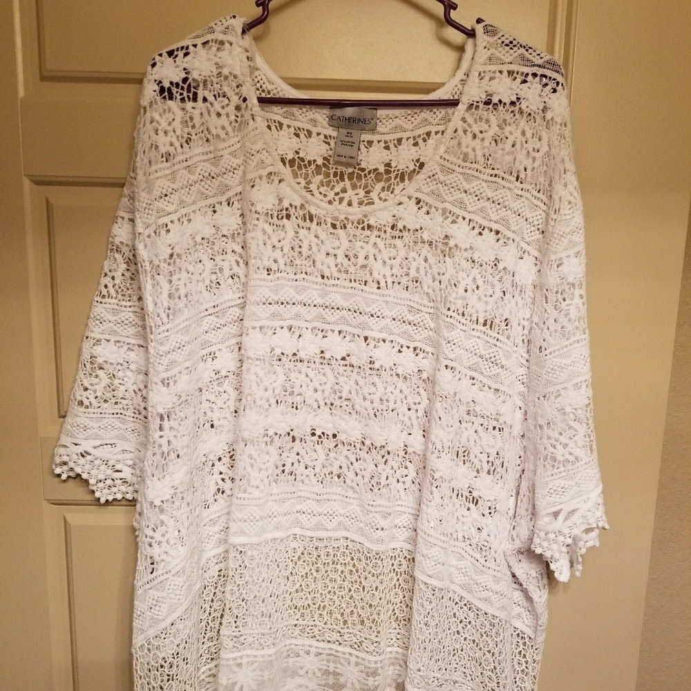 Catherine's see through white woven cotton/mesh