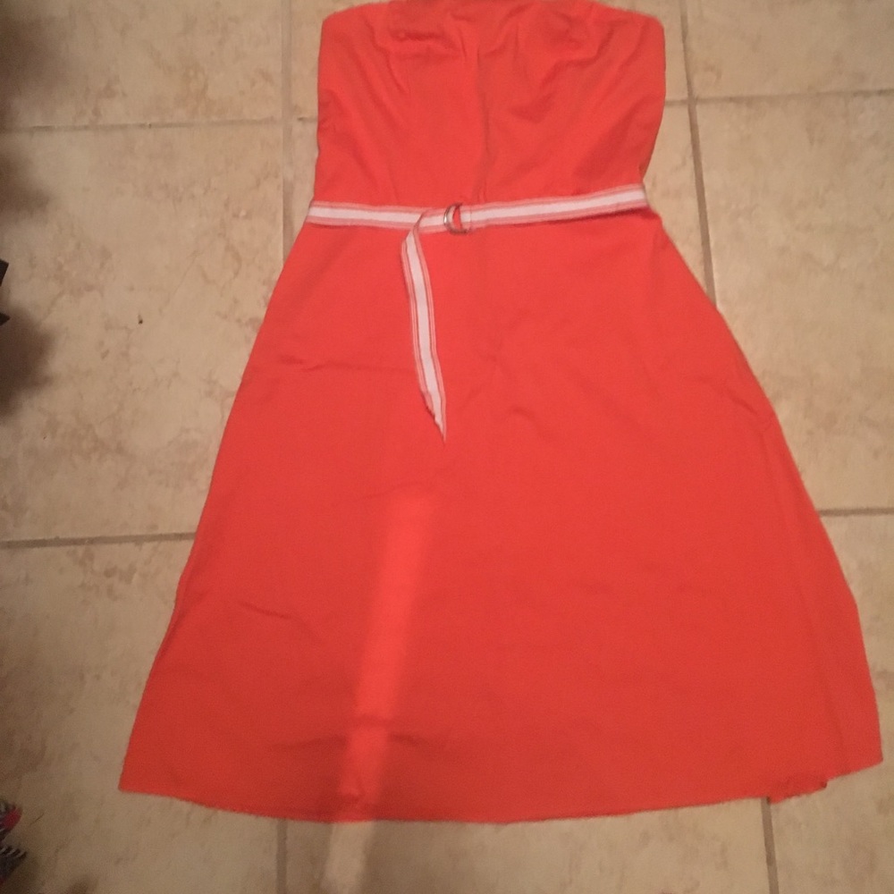 Orange strapless dress