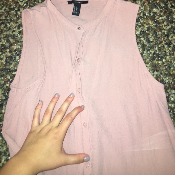 Forever 21 Light Pink Sleeveless Button Up Blouse - Picture 4 of 6
