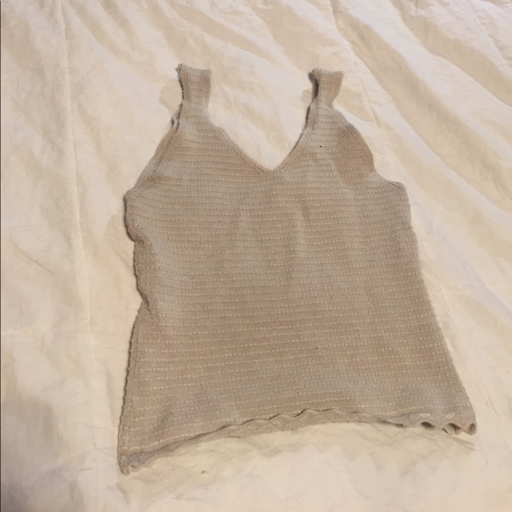 Tan Fitted Crop Top Tank Top