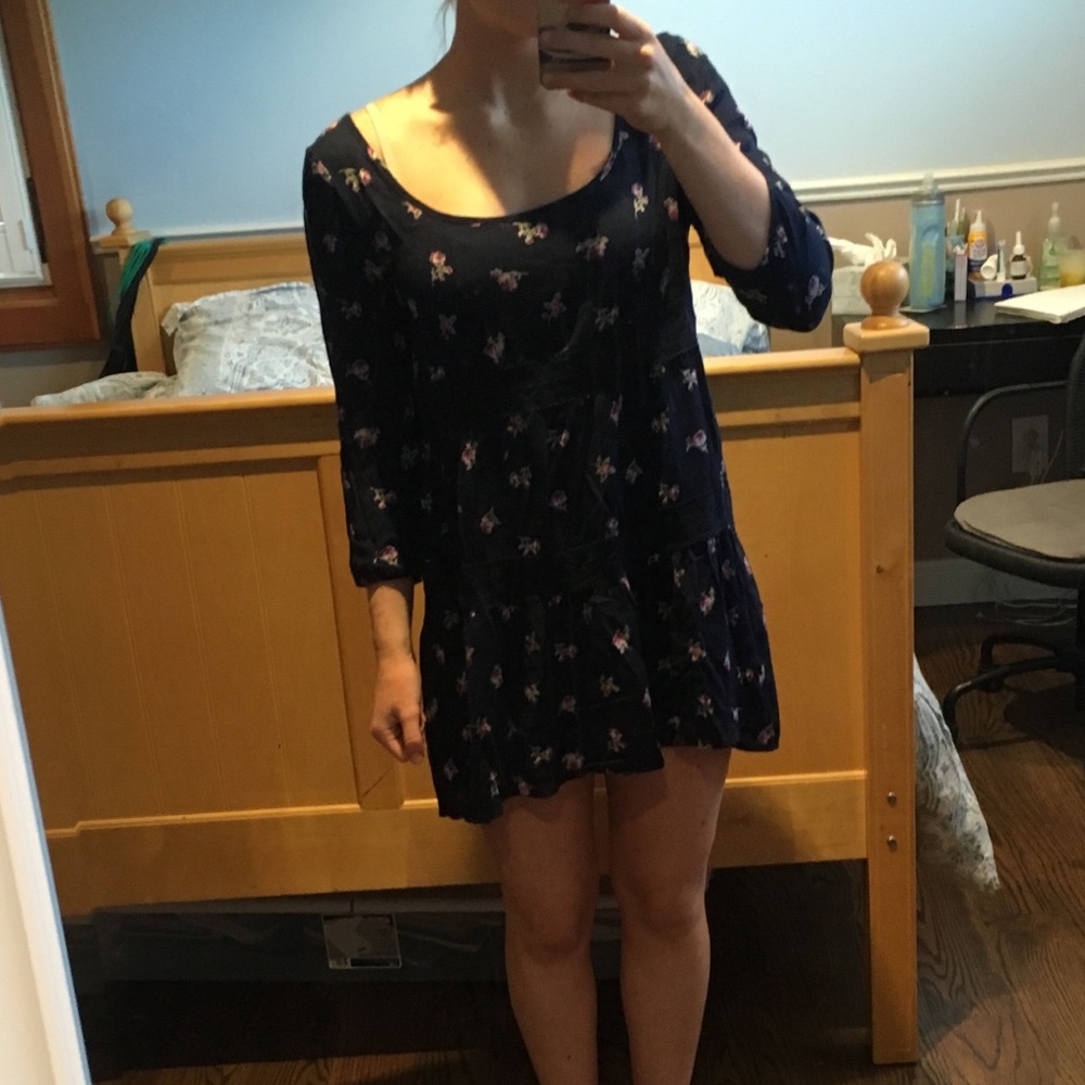 Navy Blue Floral Dress