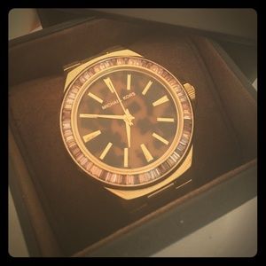 Gold, tortoiseshell Michael Kors watch