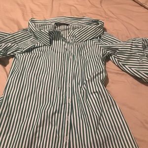Never worn off the shoulder green oxford