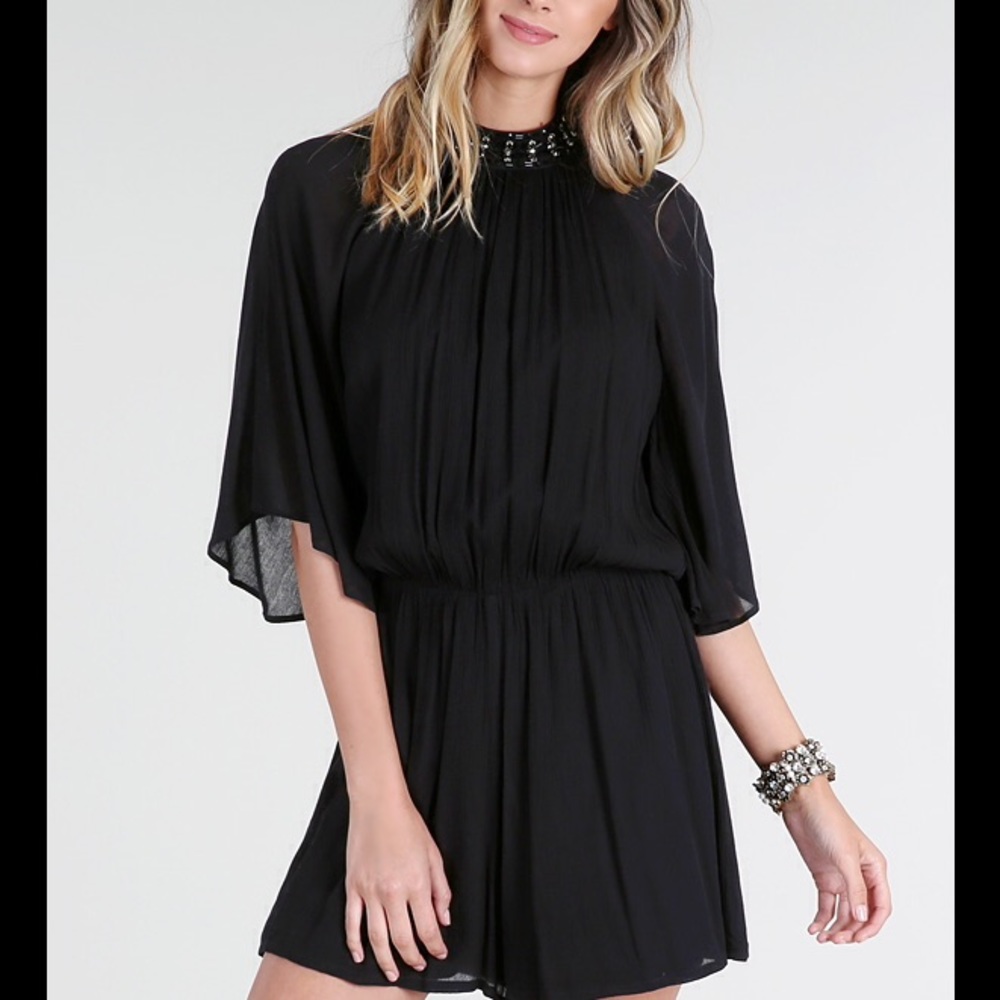 Nikibiki Black Angel Wing Open Back Romper