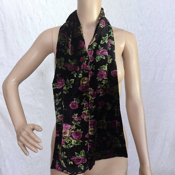 Macy's Accessories - Black Velvet Flower Scarf