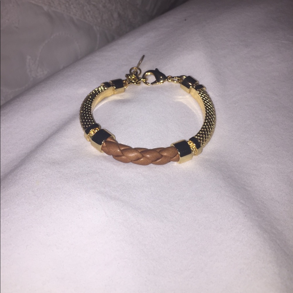 Gold and Leather Bracelet
