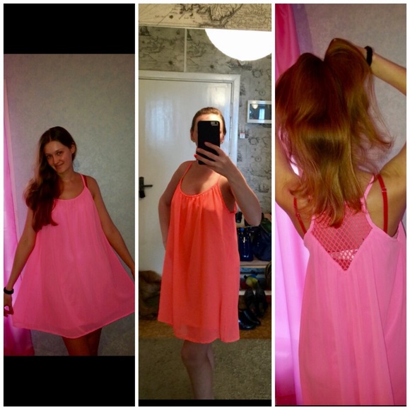 Chiffon 2-Layer Beach Coverup Dress in Pink NWT - Picture 3 of 8