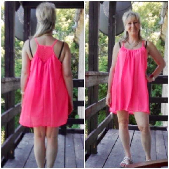 Chiffon 2-Layer Beach Coverup Dress in Pink NWT - Picture 6 of 8