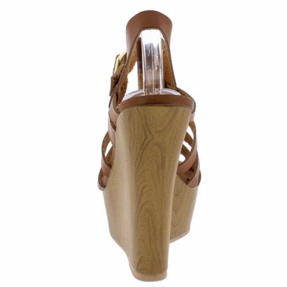 BROWN STRAPPY WOOD WEDGE - Picture 4 of 5