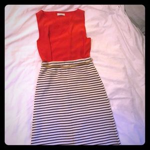 Striped A-line skirt