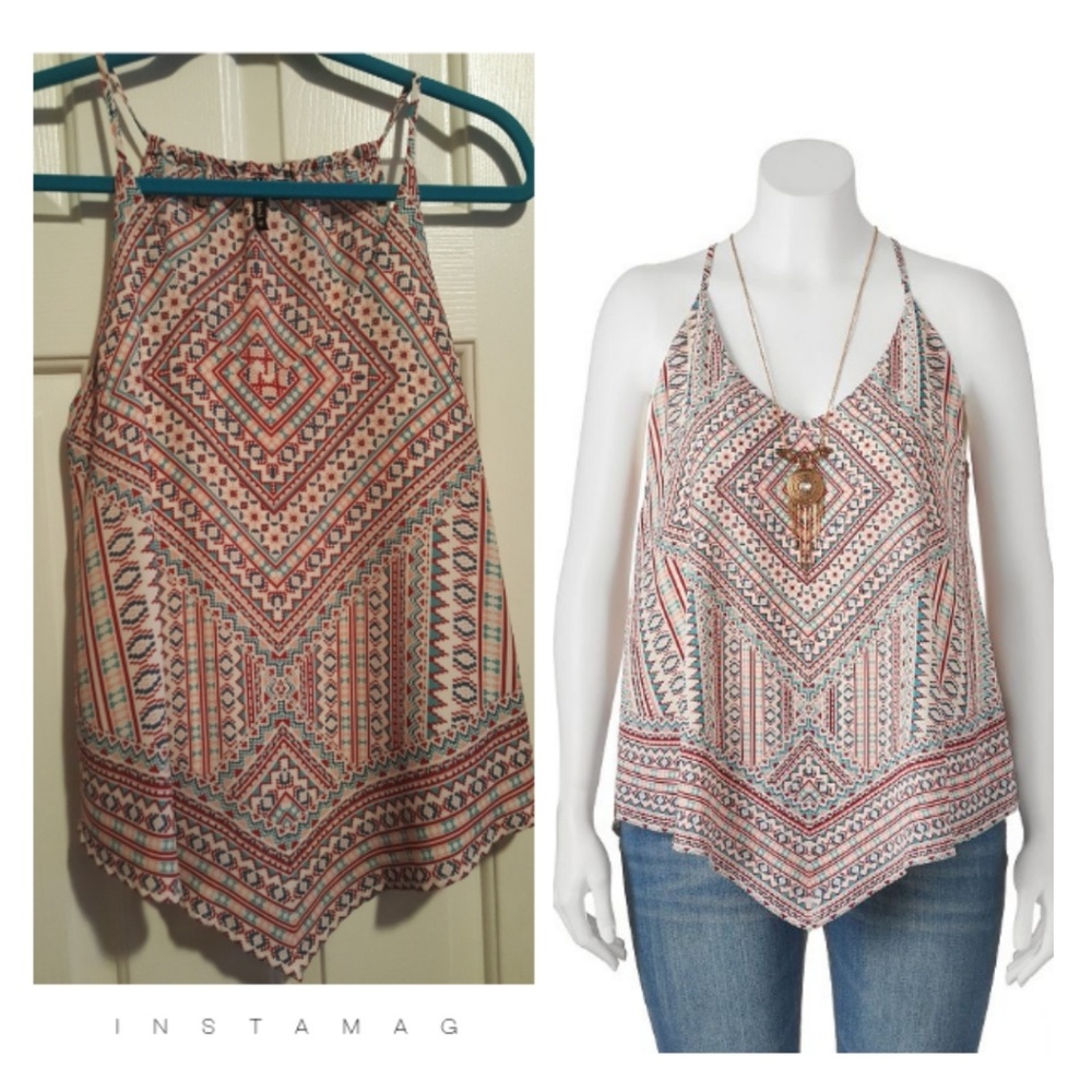 HEART♥️SOUL V-Hem Scarf Tank Top Sz M