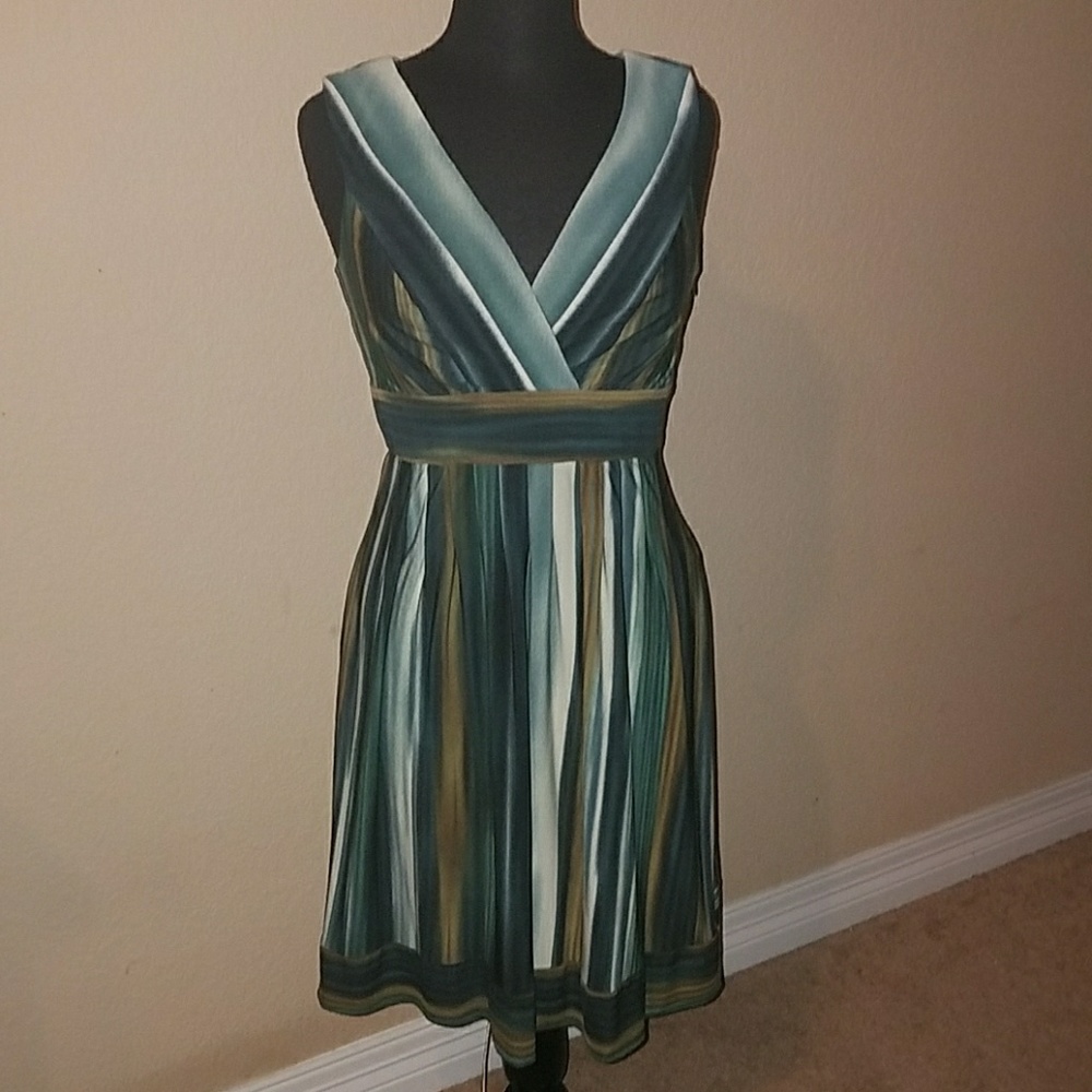 Turquoise and brown dress