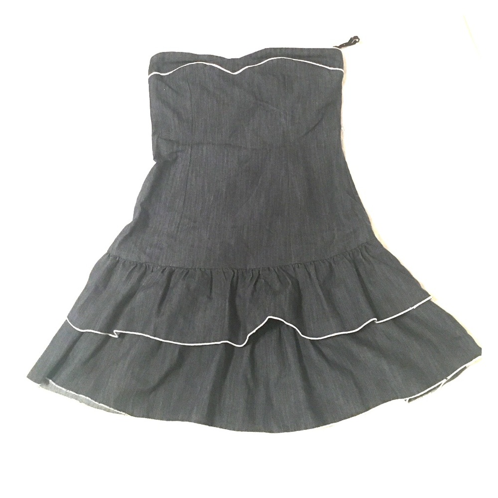 Denim ruffled mini dress
