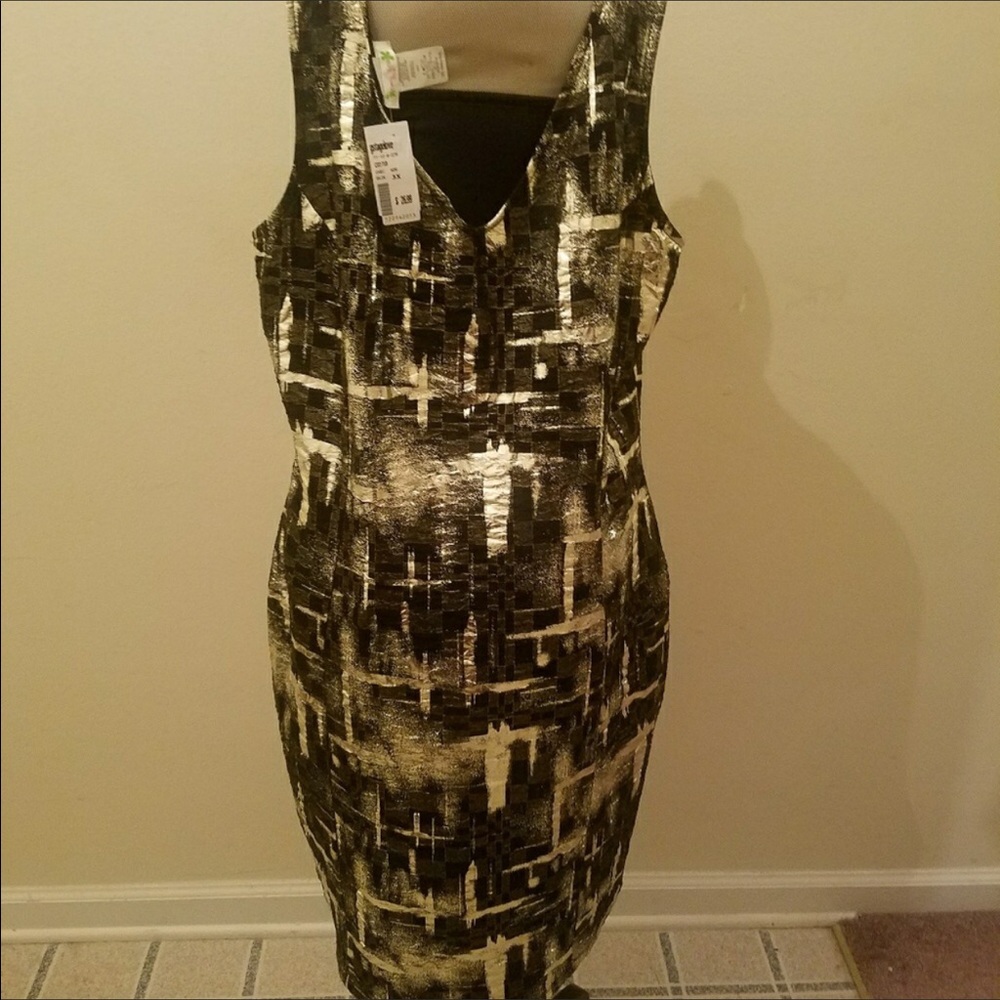 NWT PLUS SIZE GSLOVE BLACK AND SILVER BODYCON 3X