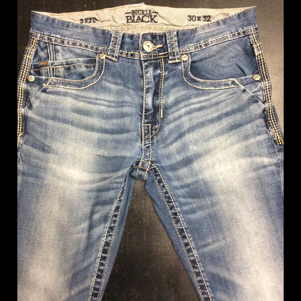 Mens Buckle Black jeans 30x32