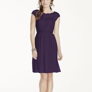 Lapis Short Lace And Mesh With Illusion Neckline