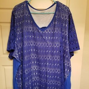 Mesh design in front solid in back blouse