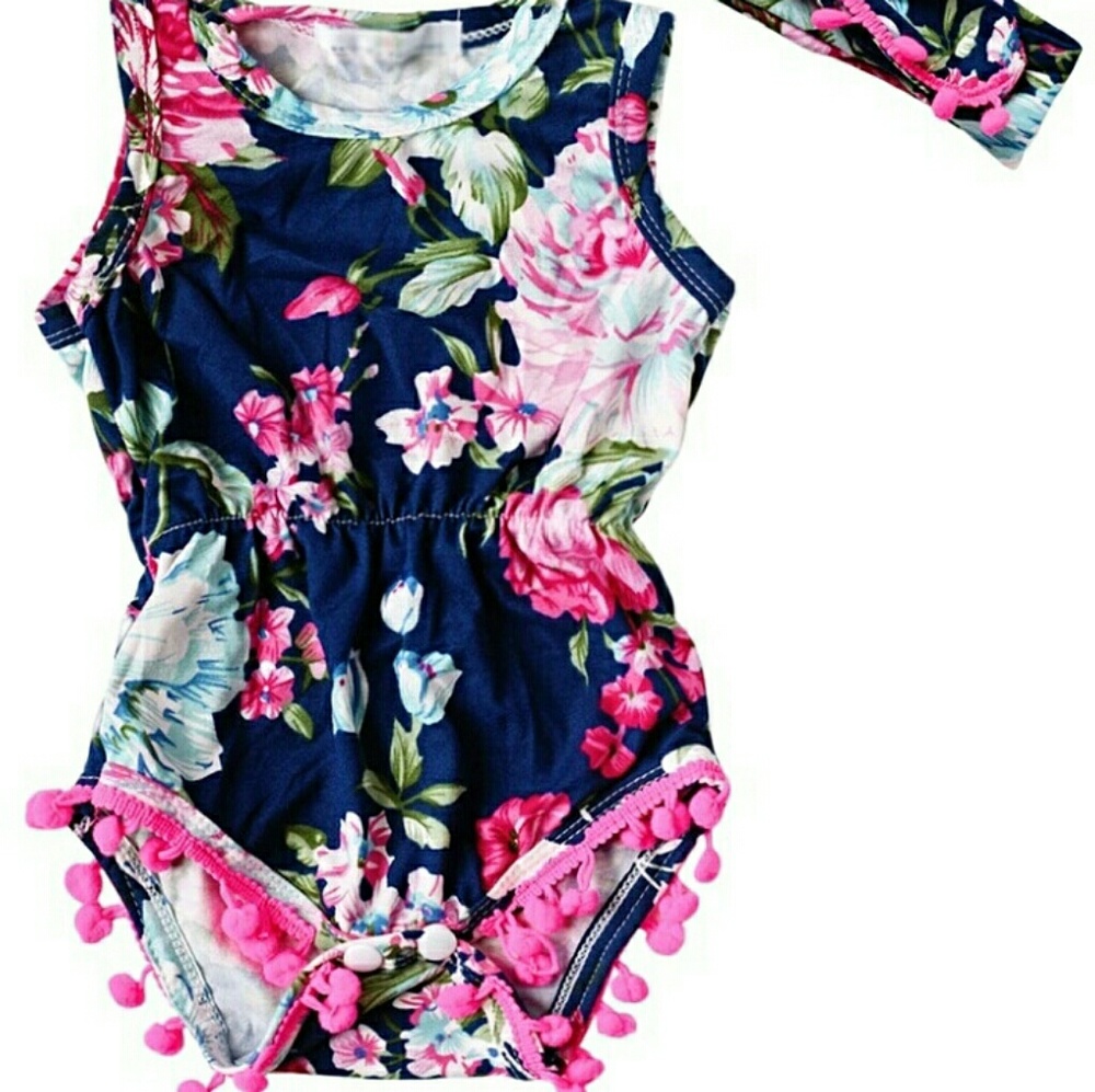 Navy Floral Romper